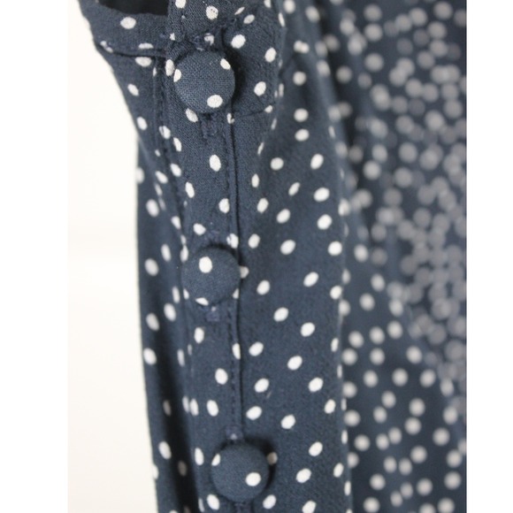 Abercrombie Fitch Navy White Polka Dot Mini Dress Cami Straps Button Side Small - Picture 3 of 9